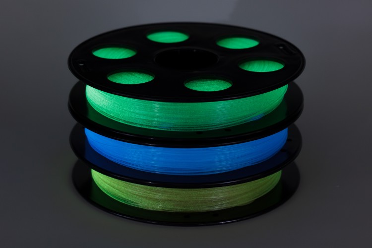Набор светящегося в темноте PETG пластика Bestfilament для 3D-принтеров, цвета синий, желтый, зеленый, 0,5 кг (1,75 мм)
